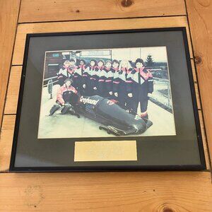 Canada Womens Bob Sleigh Team 1990-91 Framed Photo with Brass Engraving